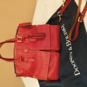 Dooney & Bourke Clayton Florentine leather satchel handbag in color red